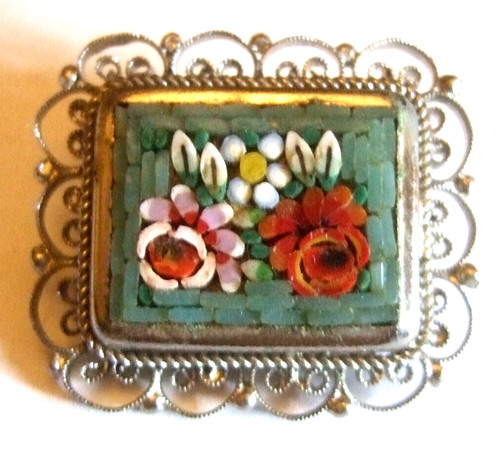 Spilla mosaico vintage italia - spilla,