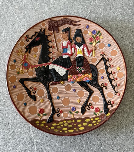 Raro piatto terracotta - terracotta, dipinto