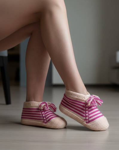 Pantofole maglia righe - pantofole,
