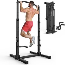 Power Tower Pieghevole Dip Station Barra per Trazioni, Regolabile in Altezza Mul