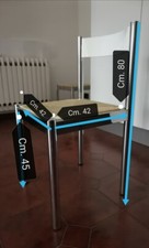 sedie nr. 6 profili acciaio schienale formica seduta in legno impagliato 