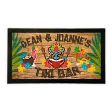 Personalised TIKI Bar Runner Mat Cocktail Tropical Beach Pub Home Barware Garden