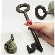 Grande Pesante Chiave antica da cassettone tondo forgiato-XVIS-Ancienne clef-552