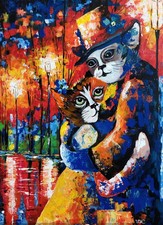 Quadro gatto 50/70 cm, dipinto