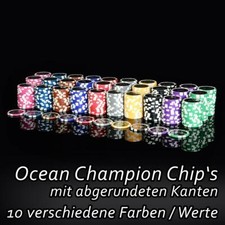 50 fiches poker bordi arrotondati ocean champion chip casinò peso 12g