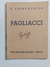 68454 LIBRETTO D'OPERA - R. Leoncavallo . Pagliacci - Sonzogno 1945