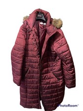 INTREND PIUMINO BORDEAUX TRAPUNTATO TG 48 Cappuccio Con Pelliccia