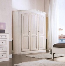 ARMADIO 3 ANTE LACCATO BIANCO SPAZZOLATO MASSELLO DI ABETE xCAMERETTA LETTO 2205