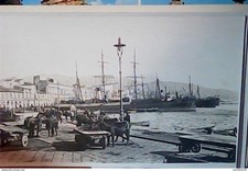 MESSINA PORTO CORSO VITTORIO EMANUELE ANIMATA NAVE SHIP PIROSCAFO CARRI CON BUOI