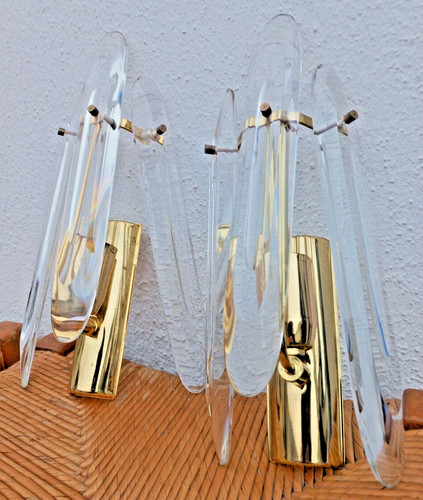 Paire appliques laiton verre