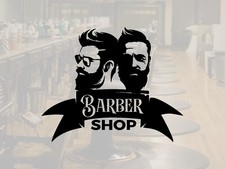 Adesivo decalcomania vinile palo parrucchiere parete porta vetrina negozio barbiere 2 uomo arte