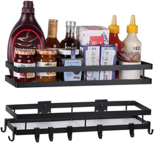 Porta Spezie per Cucina Portaspezie Da Parete 2 Pezzi Con 8 Ganci Rimovibili Sup