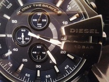 Orologio Uomo DIESEL MEGA CHIEF DZ4329 Acciaio Chrono Grigio Blu Oversize XL