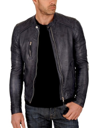 Giacca pelle uomo biker - , vera
