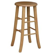 Sgabello di legno con seduta rotonda h 67 noce chiaro piedi curvati ristorante