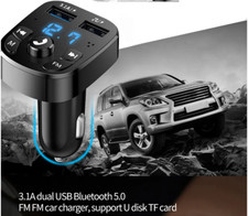KIT FM SD MP3 USB PER AUTO BLUETOOTH CARICABATTERIE 3.1A CELLULARE DUAL
