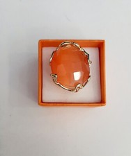 Anello in Ottone Dorato Pietre Dure Occhi di Gatto regolabile arancio
