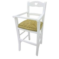 Seggiolone sgabello in legno paglia bimbo bambini bianco casa pizzeri ristorante