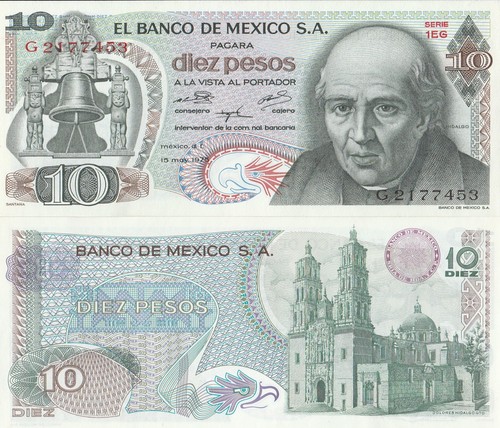 Messico banconota pesos - messico, 10