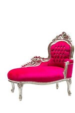 Dormeuse chaise longue in legno foglia argento velluto fucsia prezzo offerta