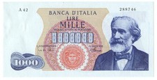 1000 LIRE GIUSEPPE VERDI I TIPO MEDUSA 04/01/1968 SUP-