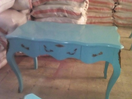 Scrivania legno azzurro e - legno,