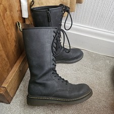 Stivali Dr Martens 1914 Y metà polpaccio 14 fori pelle nera leggeri zip UK 4