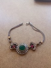 bracciale argento 925  stile Antico Rubino Zaffiri Bianchi 