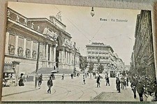 cartolina antica ROMA - Via Nazionale - ANIMATA - PRIMO '900  TRAM e persone