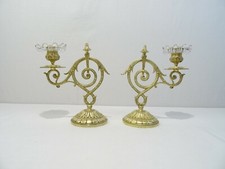 Pair antique bronze crystal - pair,