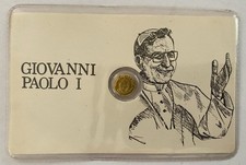 Tessera commemorativa con micro moneta placata oro PAPA GIOVANNI PAOLO I