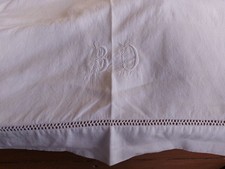 LENZUOLO MATRIMONIALE IN LINO INIZIALI BD RICAMATE 240x270cm Z5 BIANCHERIA