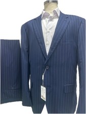 ABITO UOMO BLU GESSATO DROP 7 SLIM FIT 44 46 48 50 52 54 56 LANA AUTUNNO INVERNO