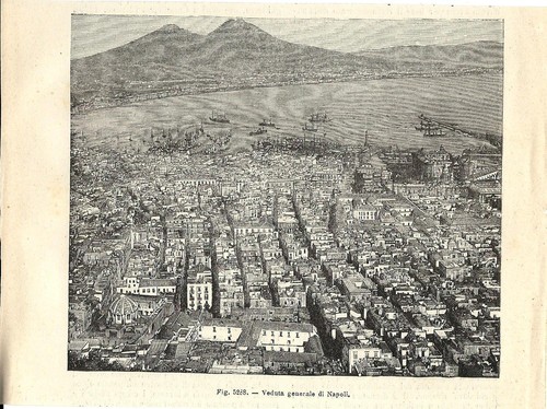 Stampa antica napoli - napoli, veduta