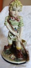 Ceramica Tosin La Freccia statuina bambina con aratro cm. 30