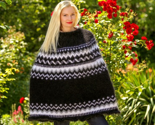 Poncho islandese nero fuzzy