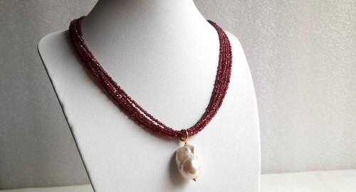 Collana multifilo con granato - collana,