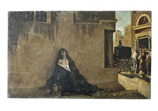 *HH* Antico Dipinto Olio Su Tela '700 '800 "l'amante abbandonata" quadro donna 