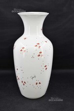 Vaso Porta Fiori In Ceramica Bianca Con Dettagli Farfalline Arancioni Ker - Vitr