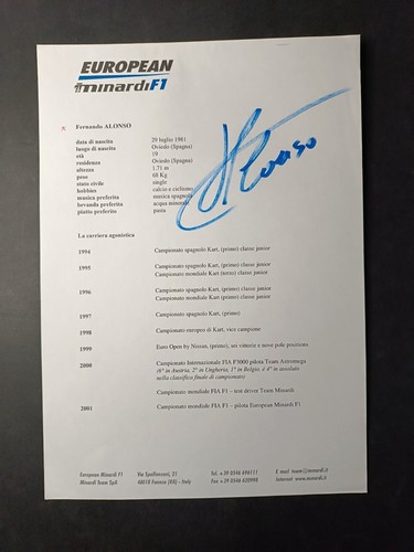 Autografo fernando alonso - fernando,