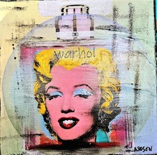 Tableau Pop Art Street Chanel N°5 /WARHOL/Marylin Monroe 20x20cm Signé A ROSEN 