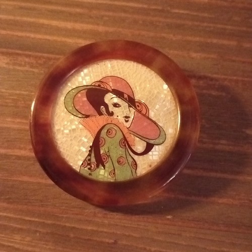 Vintage ancienne broche ronde - vintage,