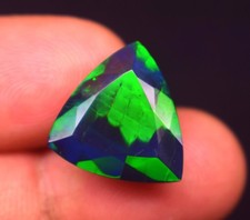 Opale etiope fumè nero fuoco 6,7 CT trilione pietra preziosa sfaccettata 15,8 x 7,5 mm