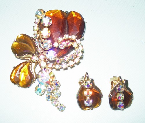 Vintage demi parure set spilla - vintage, demi-parure