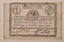 Stato Pontificio Pio VI 10 Paoli della Prima Repubblica Romana 09.09.1798  CC