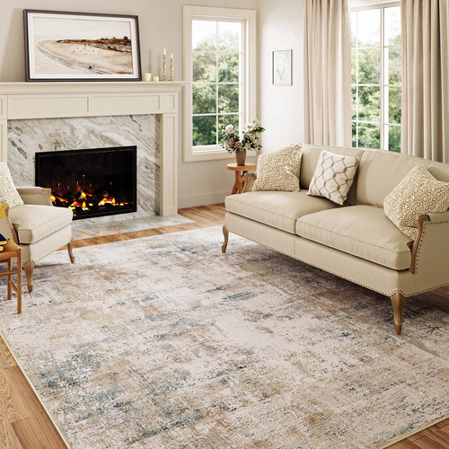 blu tappeto moderno beige