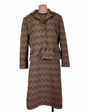 VINTAGE ANNI 50 MOD CHEVRON TWEED JACKET LINEA A ABITO TUTA PLUS tg 20