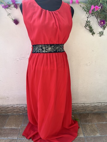 Vestito lungo rosso elegante - vestito,