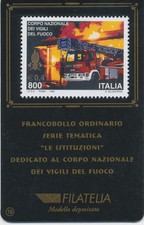1999 Italia - Repubblica, cartolina filatelica, vigili del fuoco, 0,41 euro