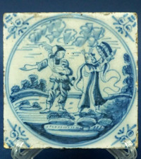 BLUE DELFT Mattonella fiamminga ceramica Blauw Olanda 1600 1700 XVII XVIII